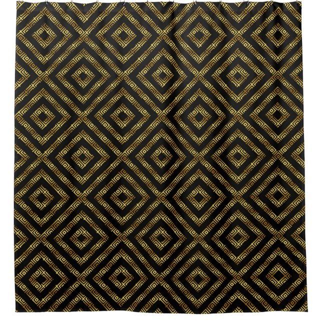 Rideaux De Douche Motif géométrique moderne Black & Gold (Devant)