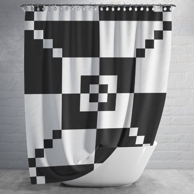 Rideaux De Douche Motif géométrique moderne noir et blanc (Créateur téléchargé)