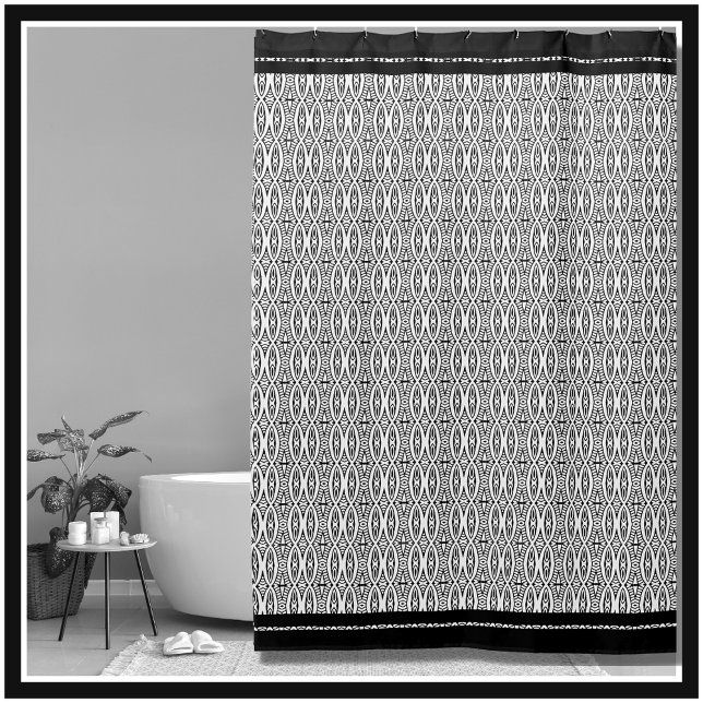 Rideaux De Douche Motif géométrique noir et blanc élégant (Créateur téléchargé)