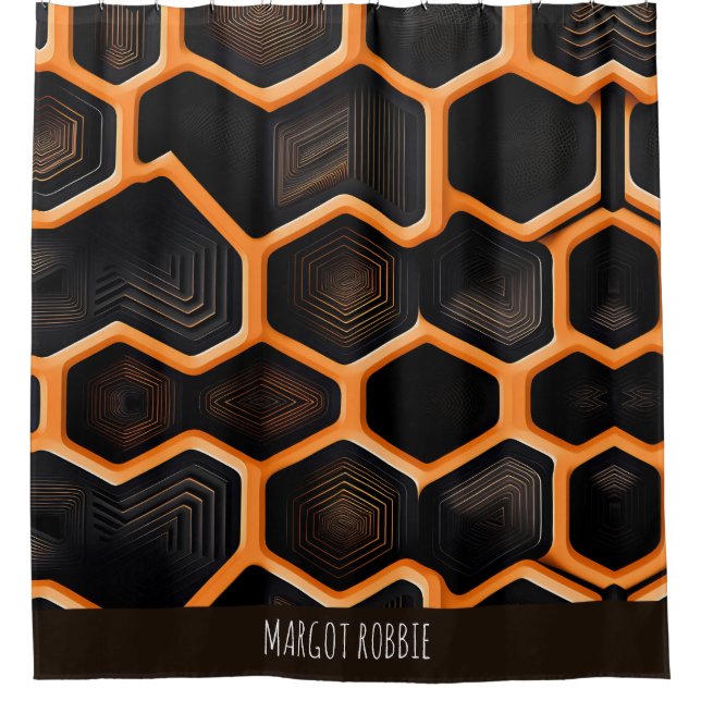 Rideaux De Douche motif géométrique orange 3D (Devant)