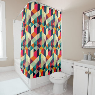 Rideaux De Douche Motif géométrique rétro 3D Moderne du milieu du si