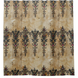 Rideaux De Douche Motif gothique en dentelle rubis victorien (3)