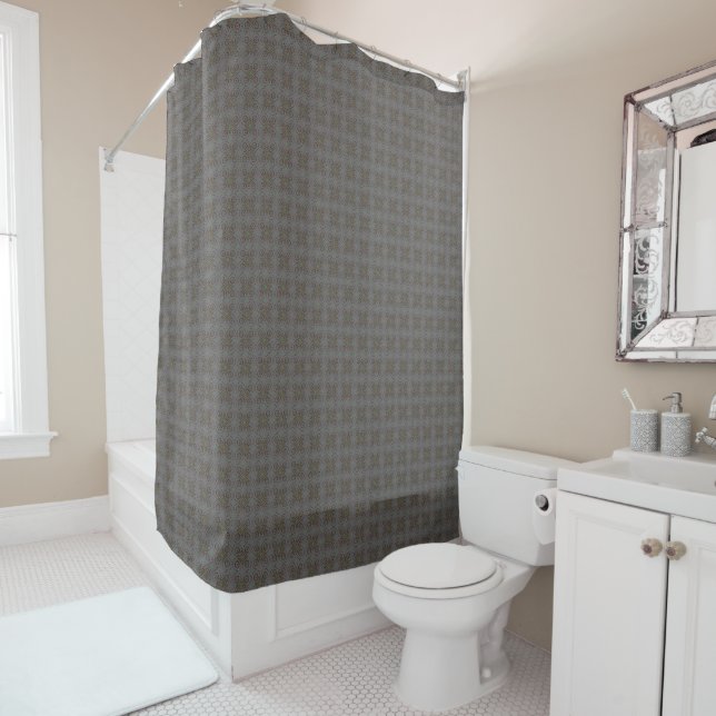Rideaux De Douche Motif gris et Brown en carreaux minuscules (En situation)