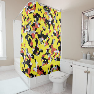 Rideaux De Douche Motif gris noir rouge jaune de Camo de camouflage
