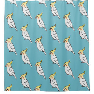 Rideaux De Douche Motif joli dessin animé oiseau cockatiel lutino