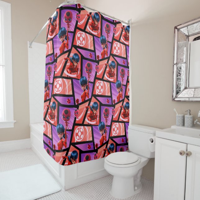 Rideaux De Douche Motif Ladybug & Tikki (En situation)