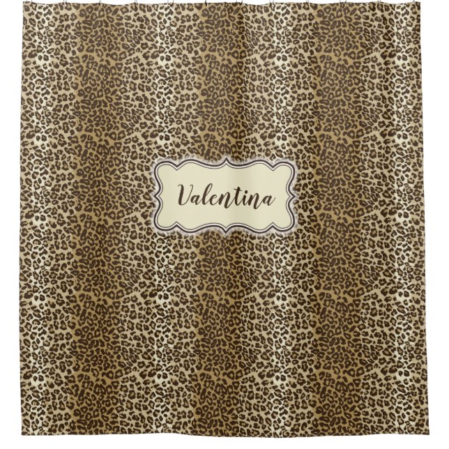 Rideaux De Douche Motif Leopard classique avec nom personnalisé (Devant)