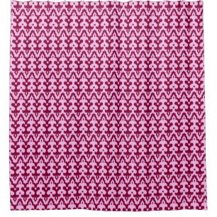 Rideaux De Douche Motif marocain Ikat Damask, Bourgogne et rose