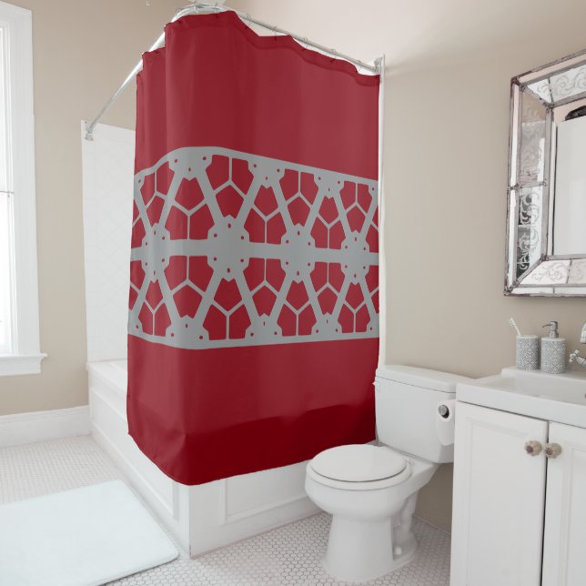 Rideaux De Douche Motif marron gris 4Harvey (En situation)