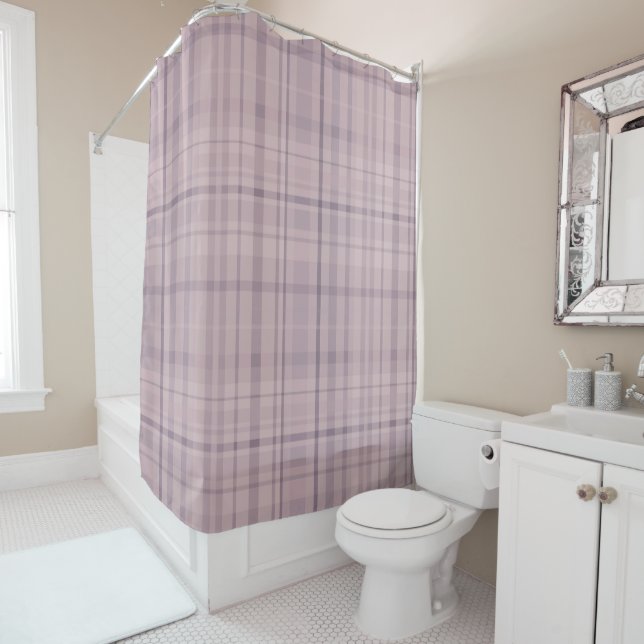 Rideaux De Douche Motif mauve rose (En situation)