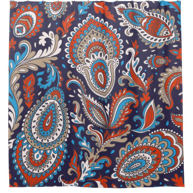 Rideaux De Douche Motif médaillon de paisley floral indien. Ethnique (Devant)