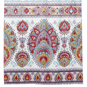 Rideaux De Douche Motif médaillon de paisley floral indien. Ethnique