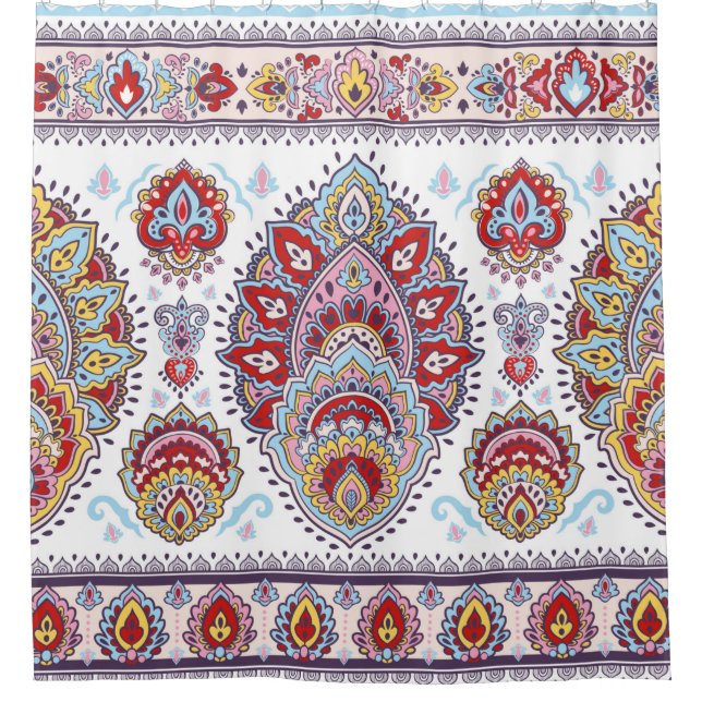Rideaux De Douche Motif médaillon de paisley floral indien. Ethnique (Devant)