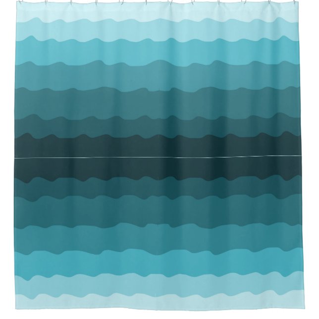 Rideaux De Douche Motif minimaliste dégradé bleu Ocean Waves (Devant)