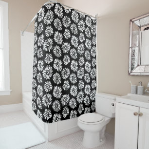 Rideaux De Douche Motif minimaliste groovy noir et blanc à motif de 