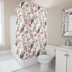 Rideaux De Douche Motif moderne avec les oiseaux tropicaux