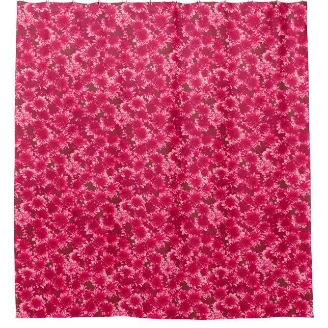 Rideaux De Douche Motif moderne Dahlia graphique, Bourgogne et rose (Devant)