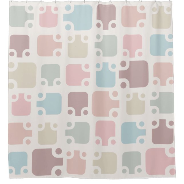 Rideaux De Douche Motif moderne du milieu du siècle Pastel (Devant)