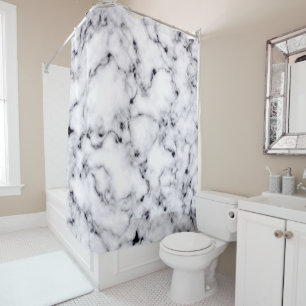 Rideaux De Douche Motif moderne en marbre noir blanc