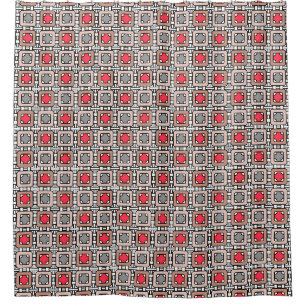 Rideaux De Douche motif moderne géométrique art déco gris rouge, bei