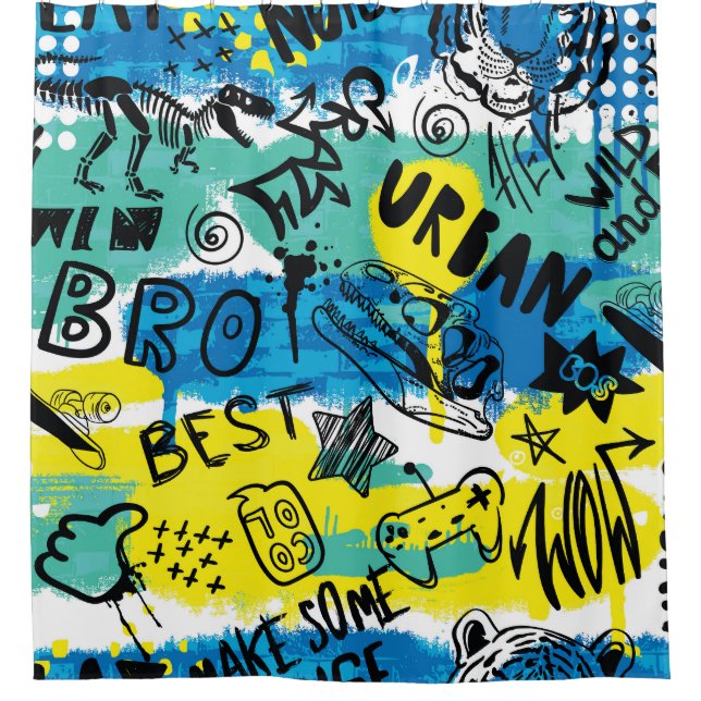 Rideaux De Douche Motif Monster Hand Drawn Kids (Devant)