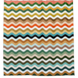 Rideaux De Douche Motif multicolore Wavy Zigzag