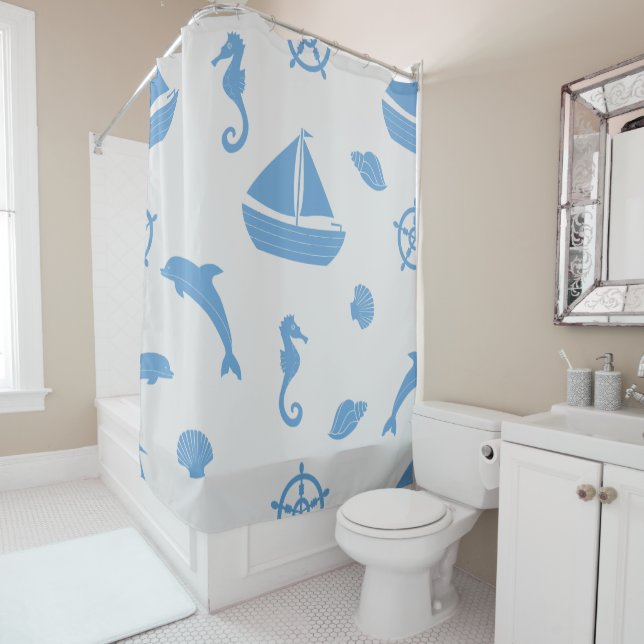 Rideaux De Douche Motif nautique (En situation)
