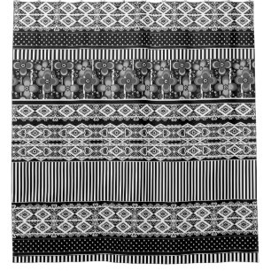 Rideaux De Douche Motif noir et blanc avec dentelle et patchwork