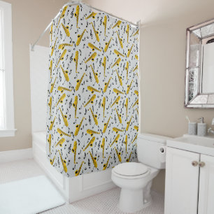 Rideaux De Douche Motif note musique saxophone