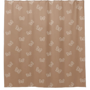 Rideaux De Douche Motif Papillon Bohème Neutre Marron Brun Moderne