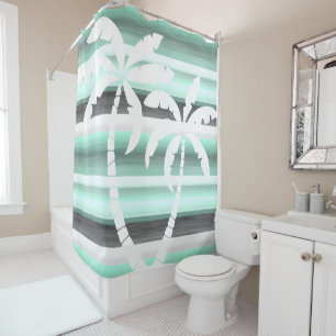 Rideaux De Douche Motif Pastel Mint Green Grey