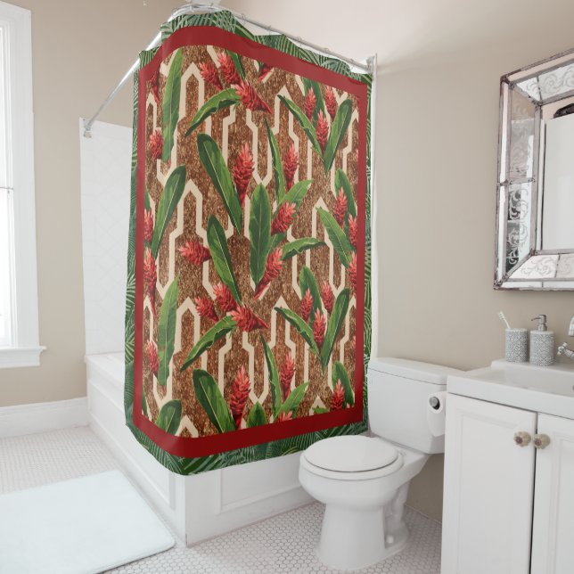 Rideaux De Douche Motif Plante tropical (En situation)