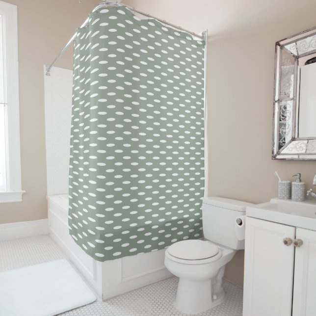 Rideaux De Douche Motif Pois Abstrait Sage Green Minuscule (En situation)