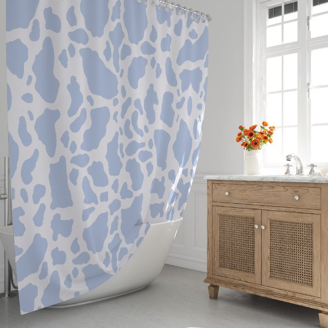 Rideaux De Douche Motif Poster de animal des points de vache bleu (Blue Cow Spots Animal Print Pattern Shower Curtain by Looly Elzayat)