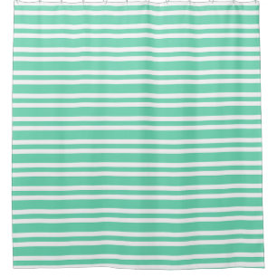 Rideaux De Douche Motif Rayures Blanches Aquamarine