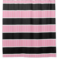 Motif rose et noir de rayures de point de polka