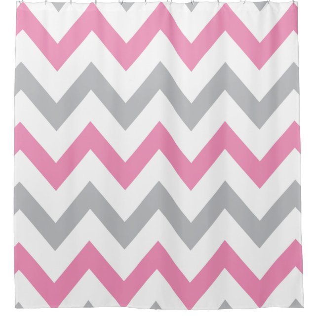 Rideaux De Douche Motif rose, gris et blanc élégant de Chevron (Devant)