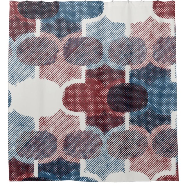 Rideaux De Douche Motif rouge Abstrait géométrique (Devant)