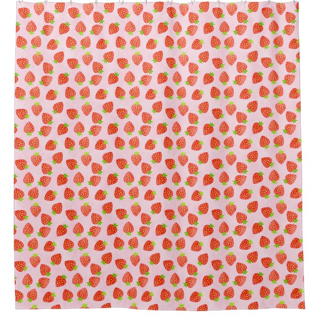Rideaux De Douche Motif rouge-rose d'été de fruit de fraise joli (Devant)