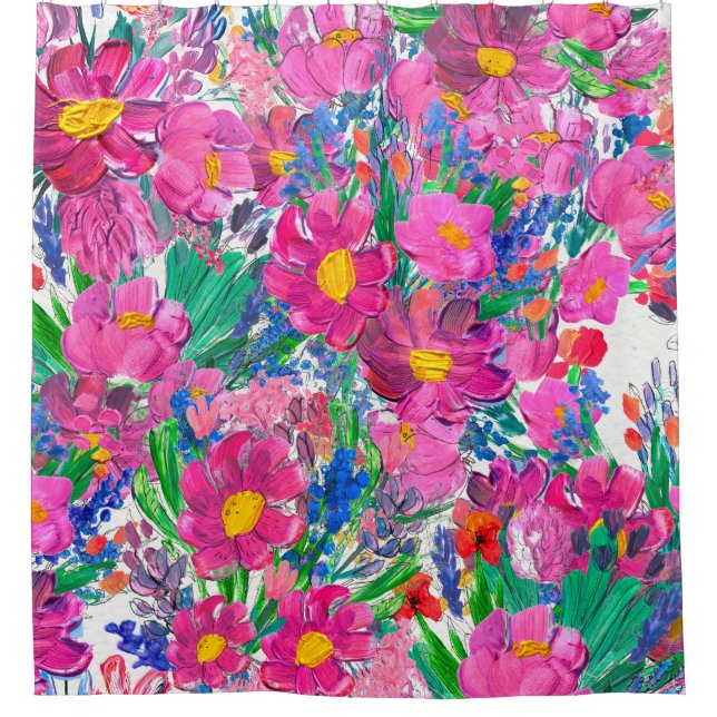 Rideaux De Douche Motif sans couture avec de Belles fleurs. Aquarell (Devant)