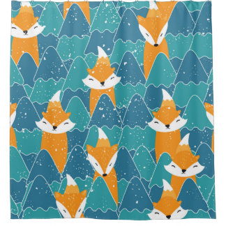 Rideaux De Douche Motif sans couture avec différents mignons renards