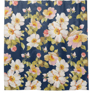 Rideaux De Douche motif sans couture avec fleurs audacieuses. Élég