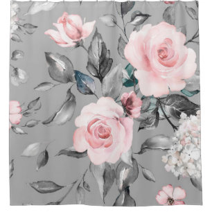 Rideaux De Douche Motif sans couture avec fleurs de printemps et feu