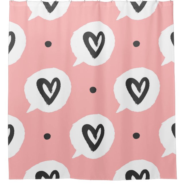 Rideaux De Douche Motif sans couture avec les coeurs. (Devant)