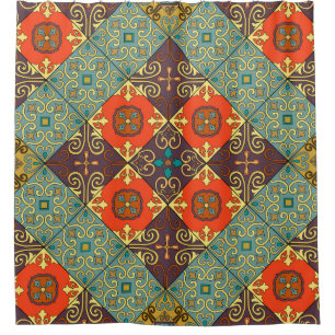 Rideaux De Douche Motif sans couture avec tuiles portugaises en tala