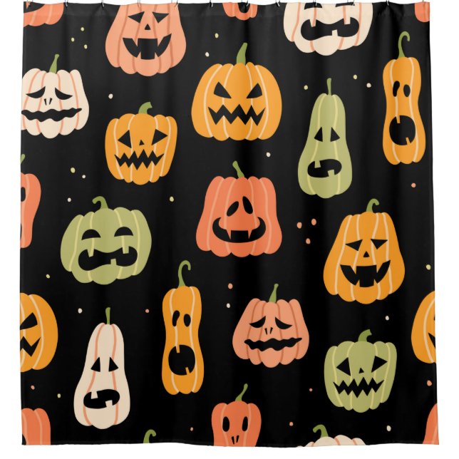 Rideaux De Douche Motif sans couture citrouille Halloween. Retrait à (Devant)