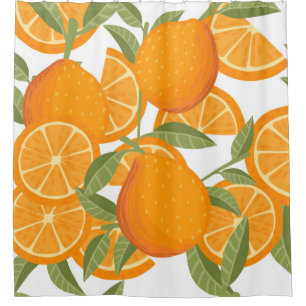 Rideaux De Douche Motif sans couture d'agrumes oranges jaunes fruits