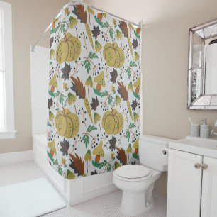Rideaux De Douche Motif sans couture de citrouilles tropicaux et car