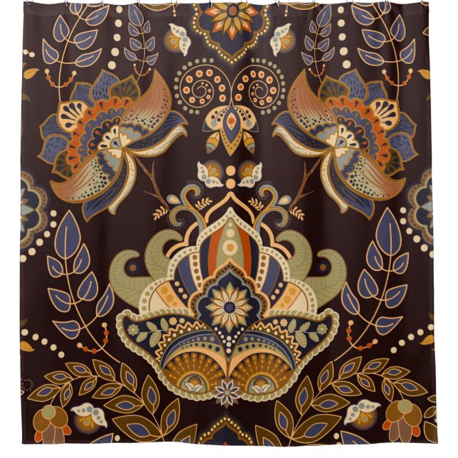 Rideaux De Douche Motif sans couture de Paisley. Arrière-plan sombre (Devant)
