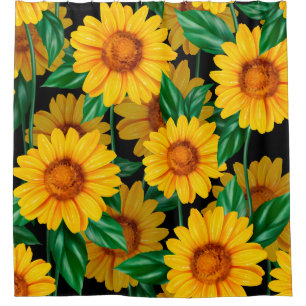 Rideaux De Douche Motif sans couture de tournesol. Arrière - plan ja